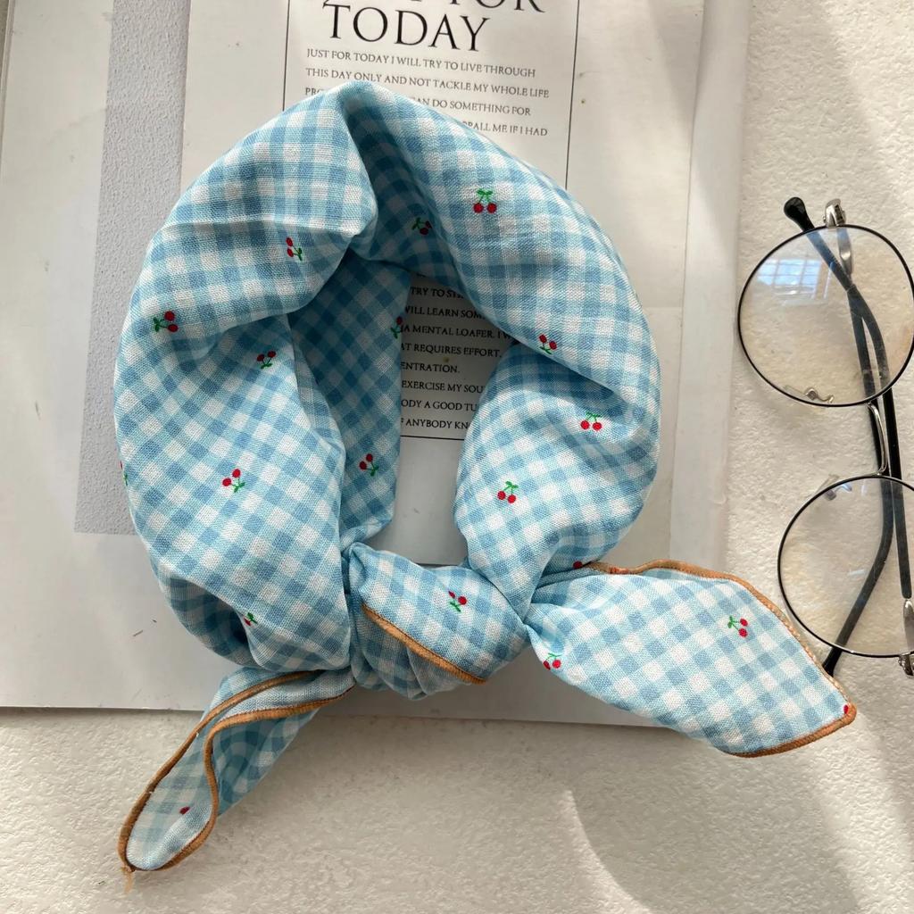Silk Scarf Small Square Women'S Cotton And Linen Fresh Small Floral Encrypted Decorative Retro Headband Korean Version Exquisite