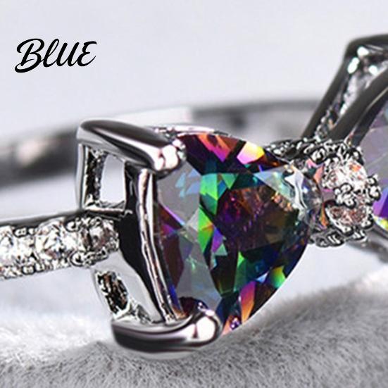 Knitted Ring Women Bow Colorful Cubic Zirconia Multi-faced Cutting Wedding