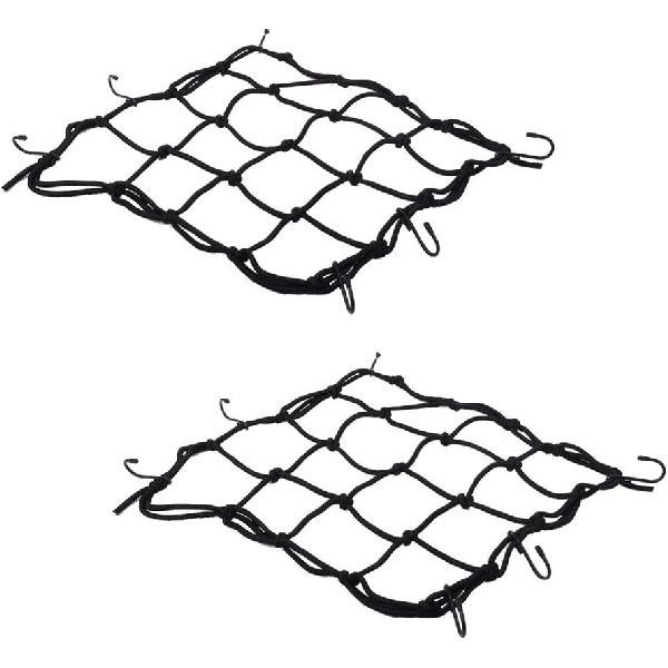 2 PCS Cargo Net,11.8 Inch X11.8 Inch Rack Bungee Net 6 Adjustable Hooks For Bike Bicycle Motorcycle (Black)