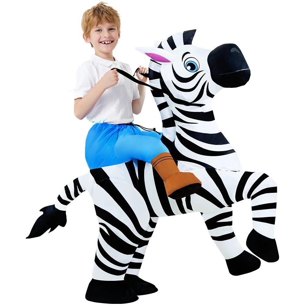 Dziecięcy Nadmuchiwany Kostium Zebra Do Jazdy Zabawny Nadmuchiwany Kostium Zwierzęcia Dla Chłopców Dziewczynek Halloween Karnawał Impreza Przebranie Cosplay