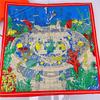 90Cm Luxury  Sea World Hijab Scarf Women Bandana Handmade Curled Twill Silk Square Scarf Luxury Foulard Head Scarves Shawls