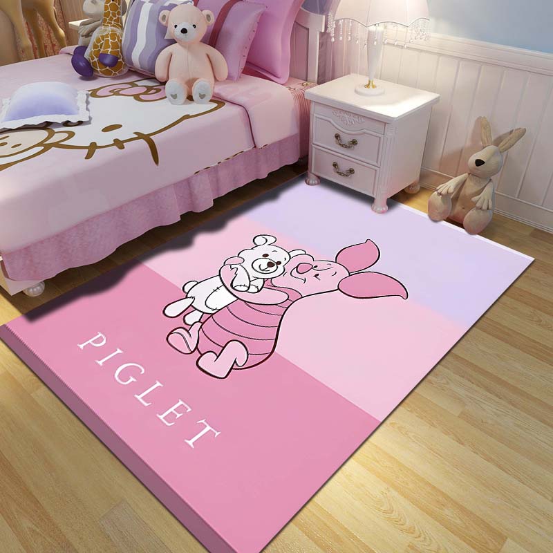 1PC Winnie The Pooh Piglet Printed Carpet Living Room Bedroom Kids Room Large Area Decor Non-slip Floor Mat Kids Play Area Rug