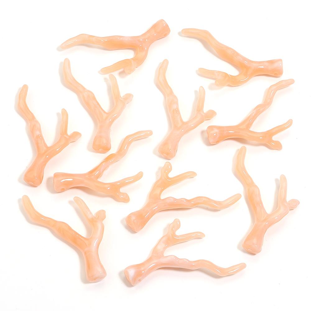 20pcs/lot Deer Horn Shaped Imitation Coral Acrylic Beads Loose Beads For Jewelry Making DIY Charms Accessories