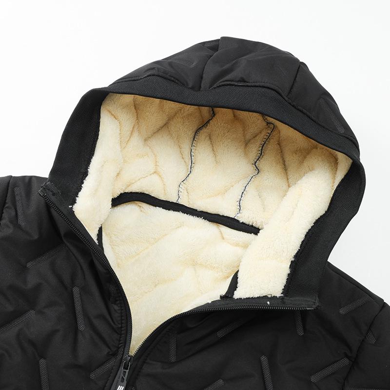 Men's Autumn/Winter Hooded Cotton Jacket - Casual, Warm, Plus Velvet