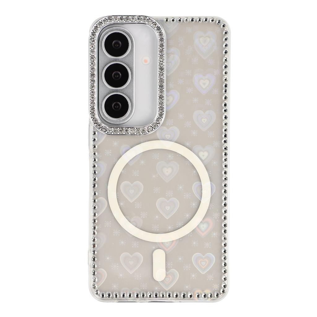 For Samsung Galaxy S26 Pro / S26 Magnetic Case Rhinestone Edge Glitter Back TPU + PC IMD Phone Cover