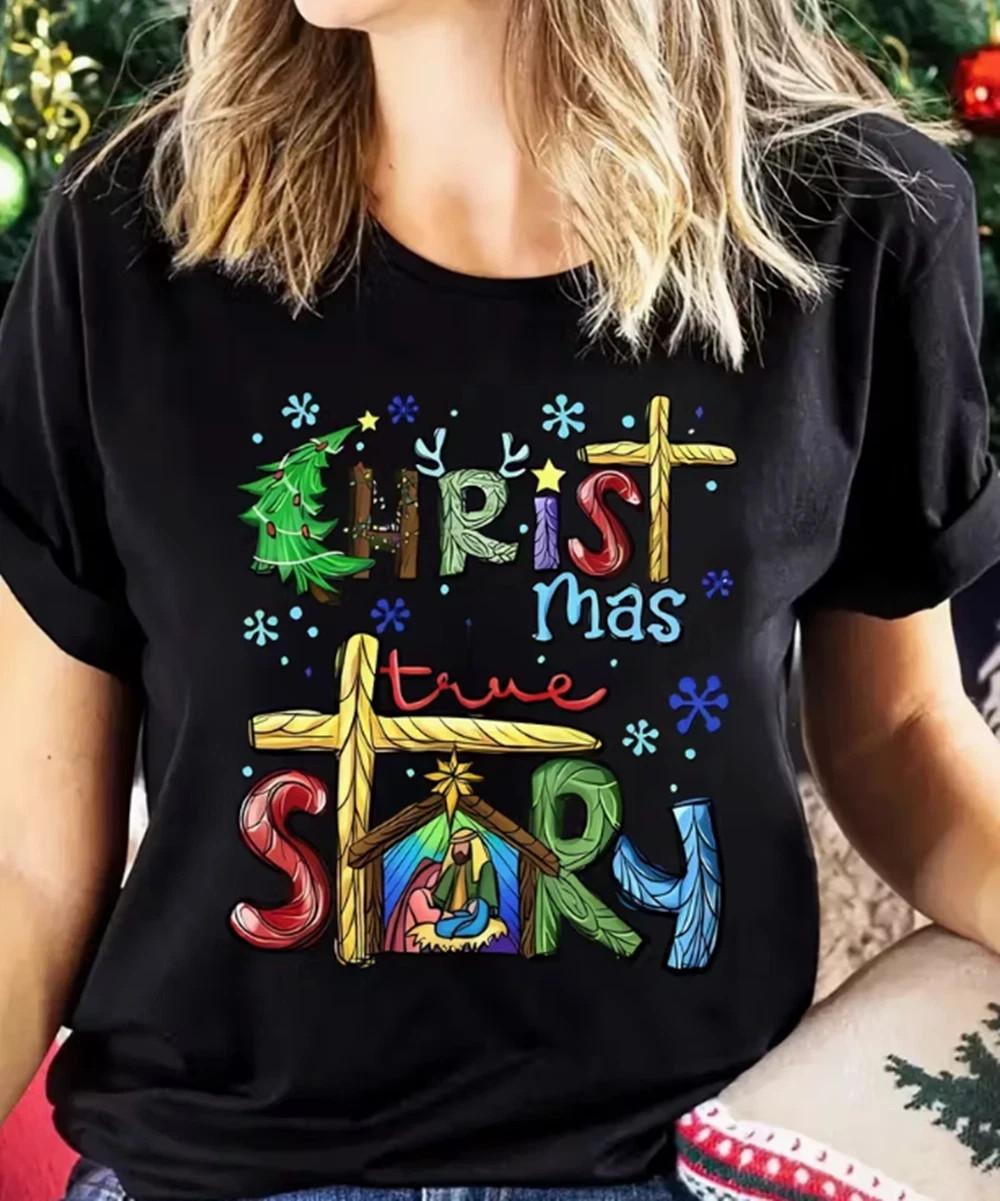 Christmas T-Shirt Christmas Has a True Story Print Plus Size T-shirt XXL