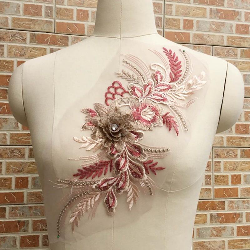 3D Flower Embroidery Lace Bridal Applique Beaded Pearl Tulle DIY Wedding Dress 3D Flower Embroidery Lace Bridal Applique Beaded Pearl Tulle DIY Wedding Dress