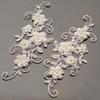 One Pair Beaded Appliques Lace Trims 3D Floral Embroidery Lace Trims for Bridal Accessories Supply