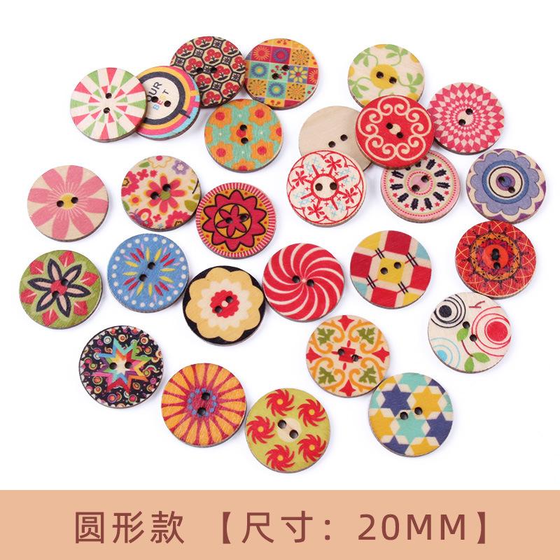 100pcs Rustic Handmade Wooden Buttons, Decorative Hand-Painted DIY Floral, Butterfly & Tree Designs for Crafts