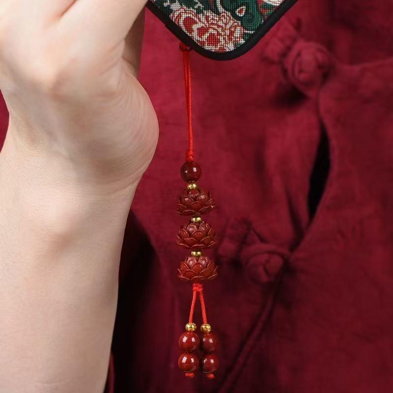 Peace Lotus Phone & Car Keychain Pendant - Imitation Cinnabar Gift for Men & Women