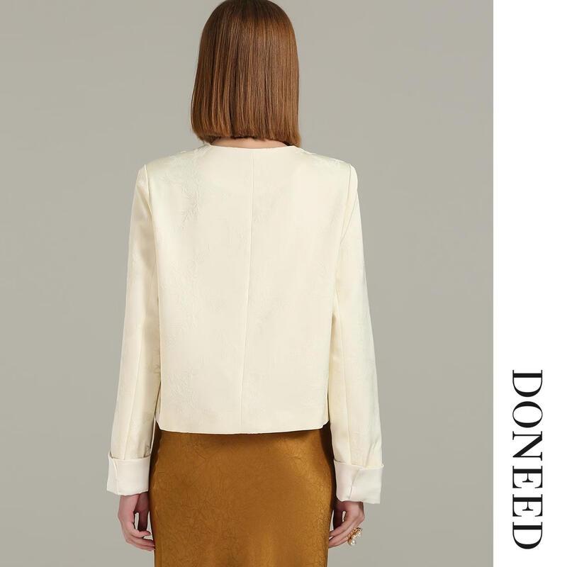 DONEED Women's New Chinese Style Jacquard Cardigan Jacket