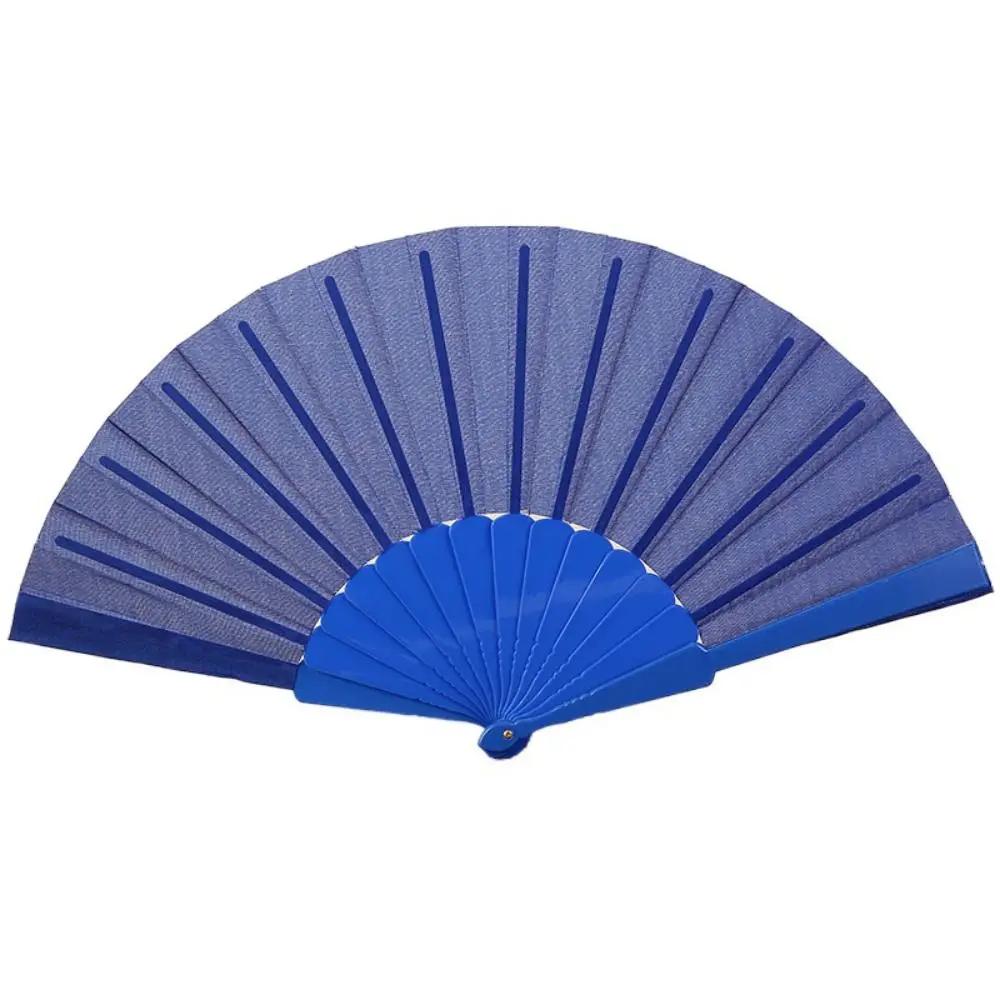 Portable Folding Fan Plain Plastic Cloth Hand Fan Chinese Elegant Fabric Hand Fan for Weddings Travel Party Dancing Cosplay