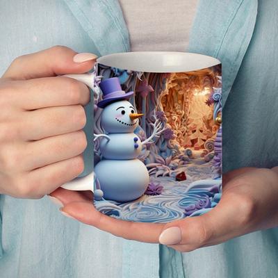 Christmas Mug Creative Xmas Pattern Ceramic Mug Multi-Purpose Coffee Tea Water Cup for Home Office Room