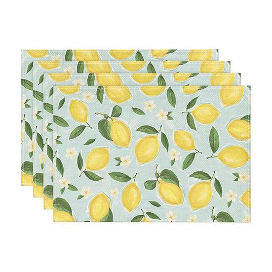 4Pcs Linen Sunflower Placemats 18x12 Inch Reusable Dining Table Placemats B