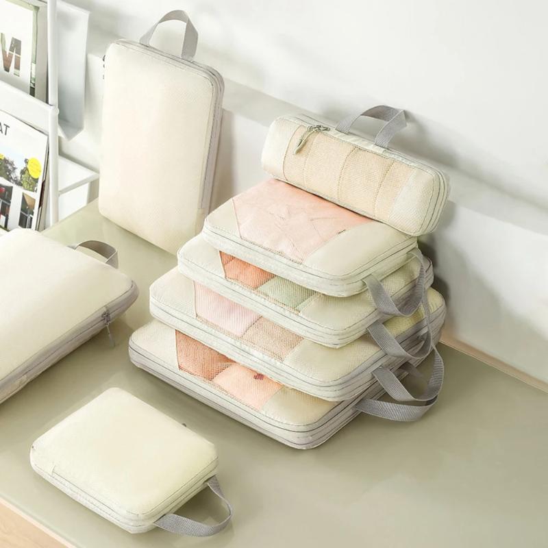 Упаковочный набор из 5 сжатых пакетов для одежды для смены белья, туалетных принадлежностей, косметики, органайзер-сумка для багажа, путешествий L
