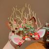Plush Children Deer Antler Hair Clip Bowknot Christmas Hat Headabnd Lovely Elk Hair Clip  Girls