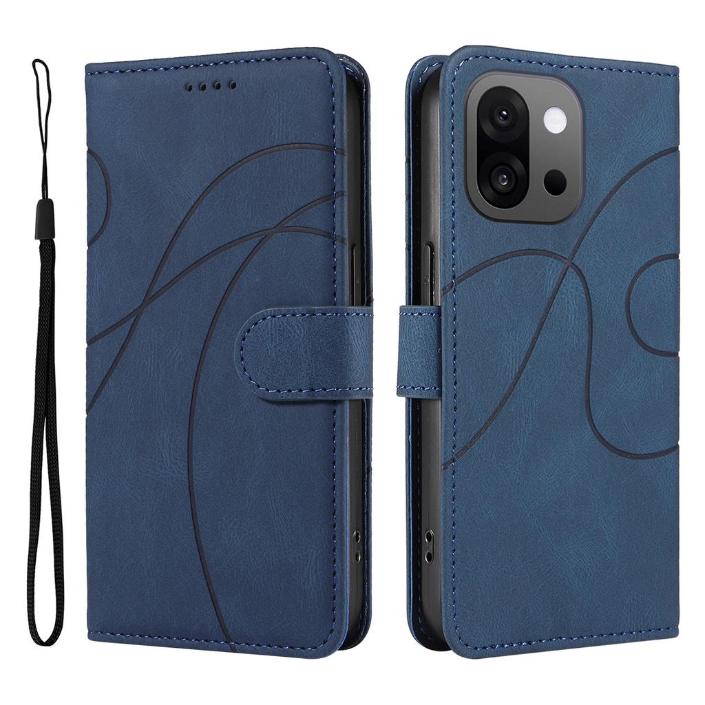 For OnePlus 13T 5G Wallet Case Leather Phone Cover Stand with Curved Line Design
