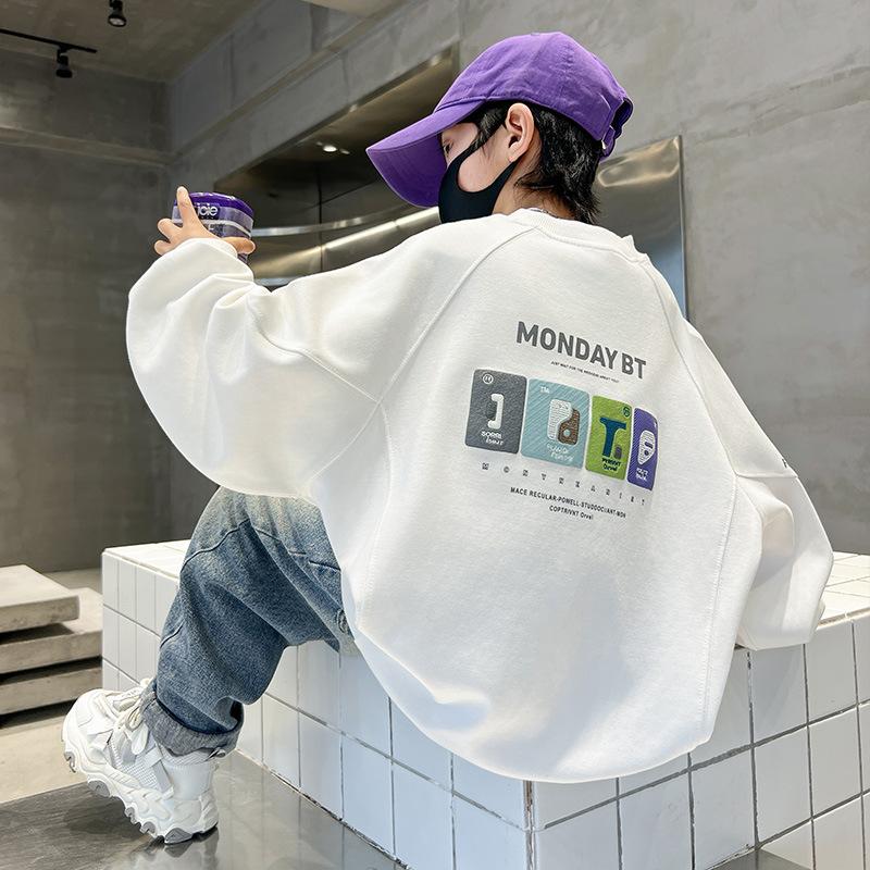 

Хлопчики Гарне Худі Весна та Осінь 2025 Дитяча Мода Повсякденний Білий Топ 120cm білий