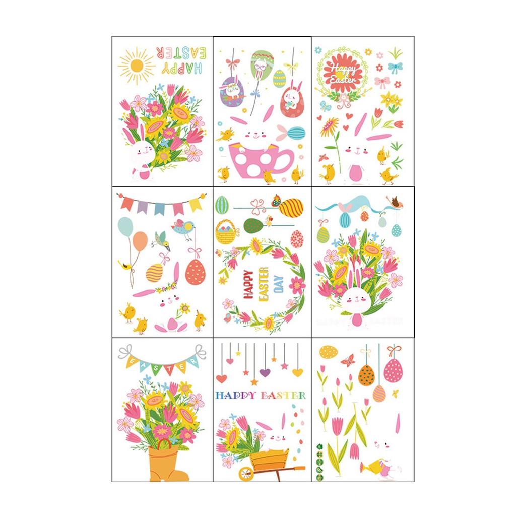 Cartoon Easter Bunny Egg Window Sticker Static Sticker Double-sided Visible Glass Sticker Window Decoration Sticker
