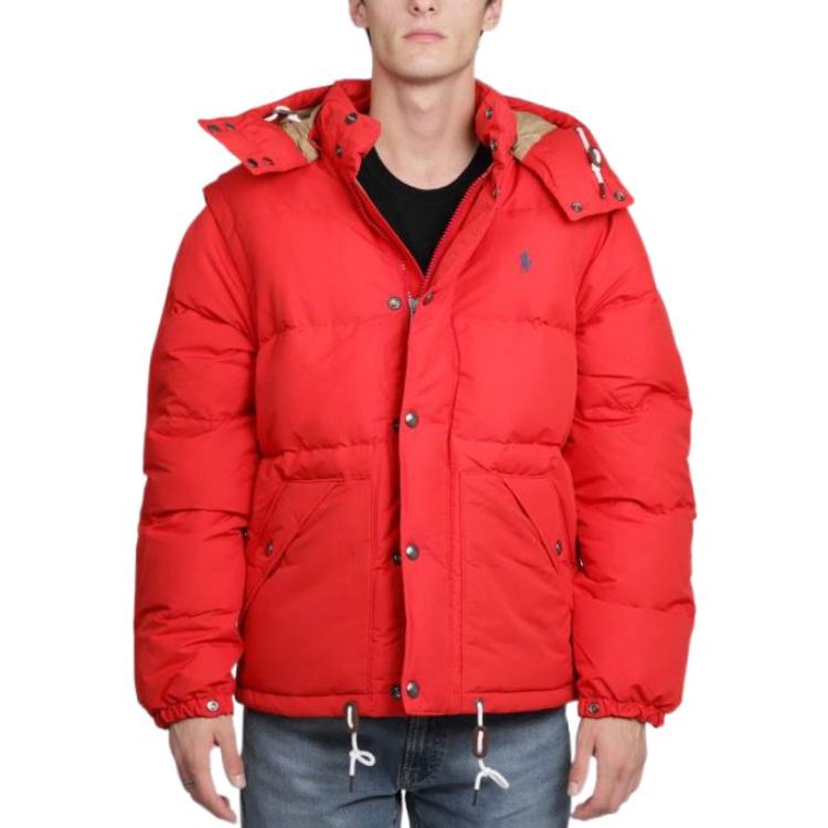 Polo Ralph Lauren FW22 Solid Color Logo Print Quilted Single-Breasted Jacket Men Jacket Red 710810945-012