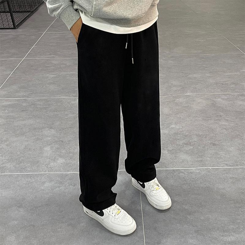 

2024 Унисекс Свободные Флисовые Широкие Спортивные Штаны: Стройнящий, Универсальный и Утепленный для повседневной осенне-зимней носки. 3XL чёрный