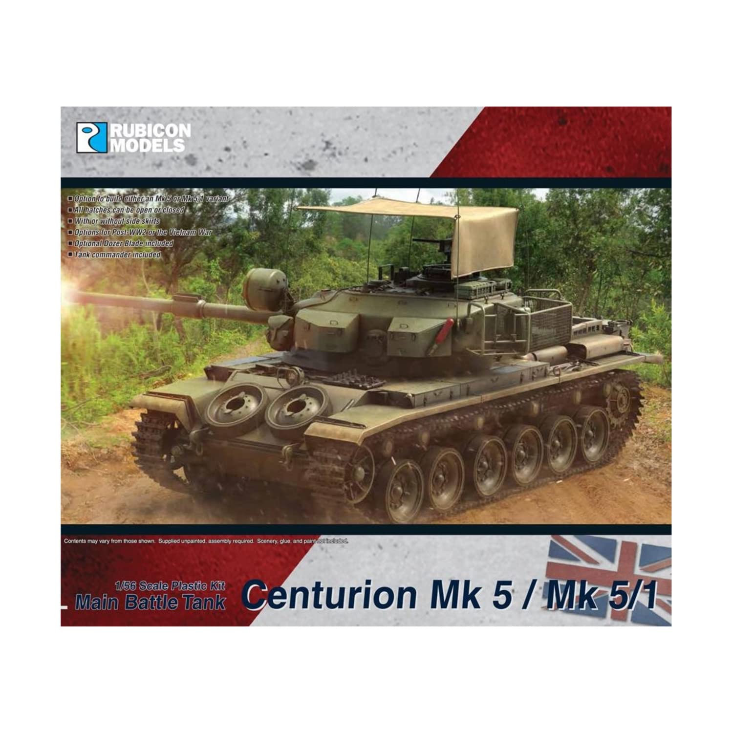 

Rubicon Models 1/56 Scale British Army Centurion Main Battle Tank Mk.5/Mk.5/1 Plastic Model Kit RB0105