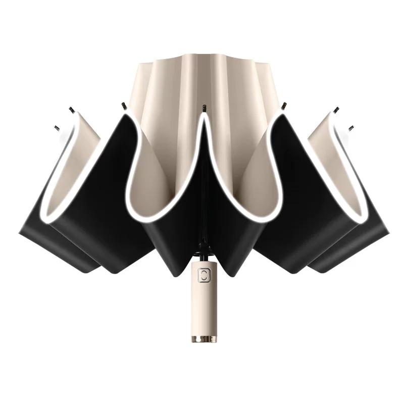 Fully Automatic Retractable Umbrella for Men and Women, Dual-Use for Sun and Rain, Thickened Large Size, Car-Mounted, Reverse Design, Double-Person