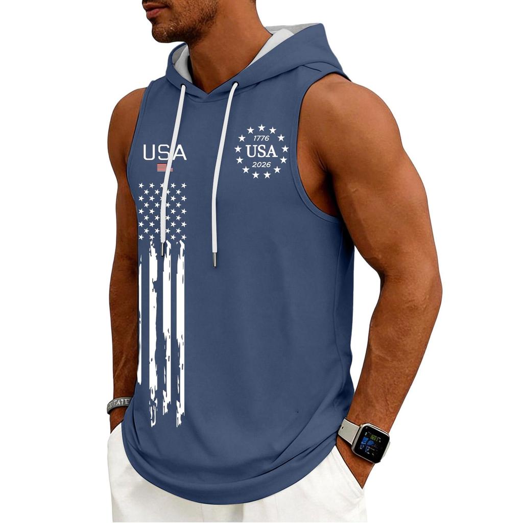 Débardeur Homme Sweat à Capuche Sans Manches Salle de Sport Chemise Lavée Sports Débardeur Fitness Musculation Avec Capuche