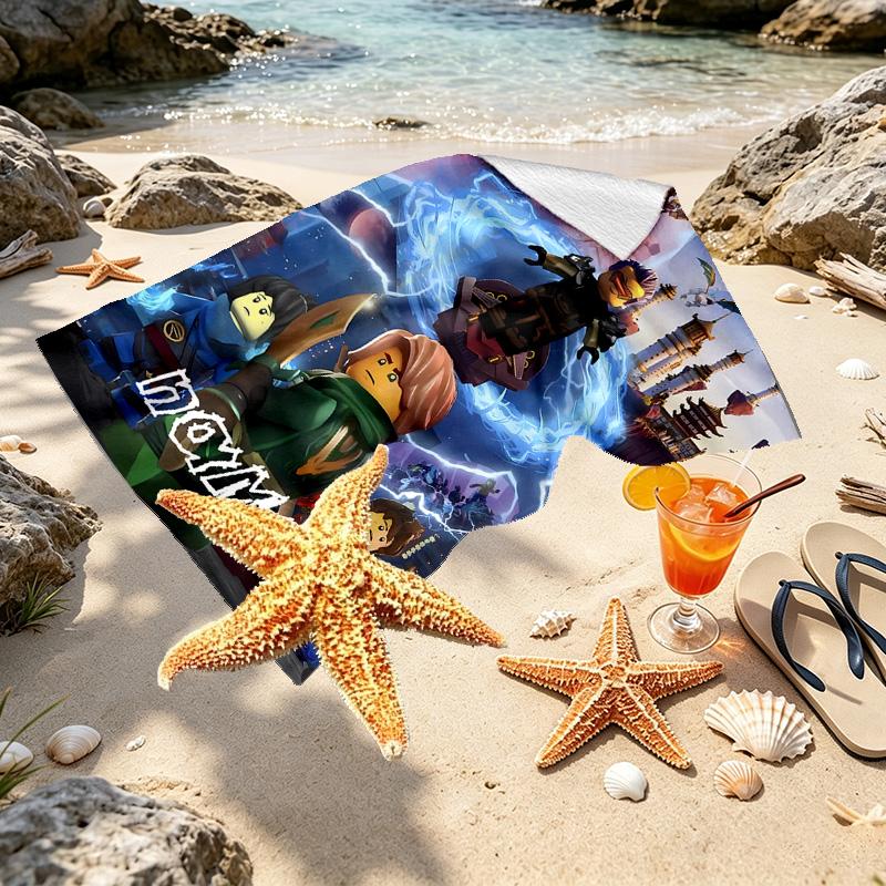 Custom Name Personalized N Nininjago Print Beach Towel, for Trip Camping Beach Party Home Decor, Birthday Gift for Family & Friends