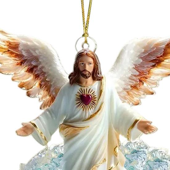Angel Christmas Ornaments for Tree Religious Holy Family Hanging Ornaments Acrylic Jesus Angel Pendant for Holiday Home Decor