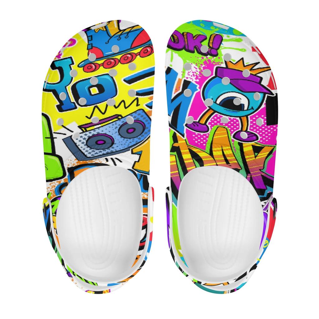 Unisex Printed EVA Beach Shoes Lightweight Breathable Slip On Garden Clogs Pool Bathroom Home Casual Sandals Home Garden Use