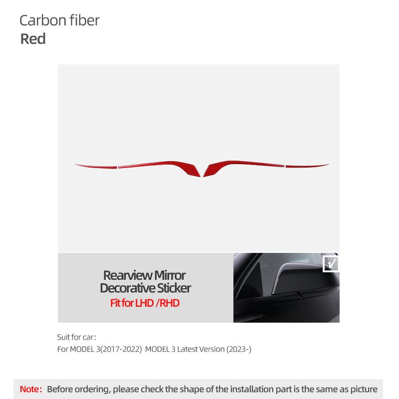 For Tesla Model 3 Highland 2026 Model Y Juniper Carbon Fiber Rearview Mirror Decoration Strip Protect Sticker Car Accessories