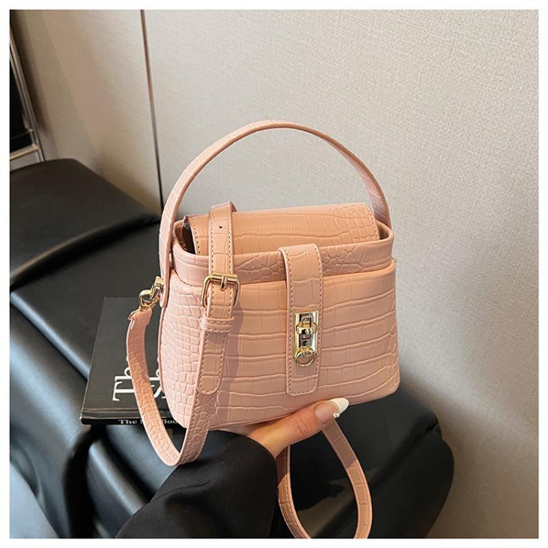 

Модная портативная маленькая сумка женская новая высококлассная сумка-ведро с крокодиловым узором универсального дизайна сумка-мессенджер розовый