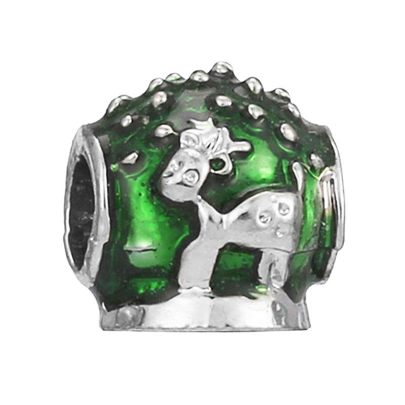 New Style Green Diamond Pendant Silver plated Charm Beads Bracelet Necklace Women Girls DIY Fashion Jewelry Accessorie