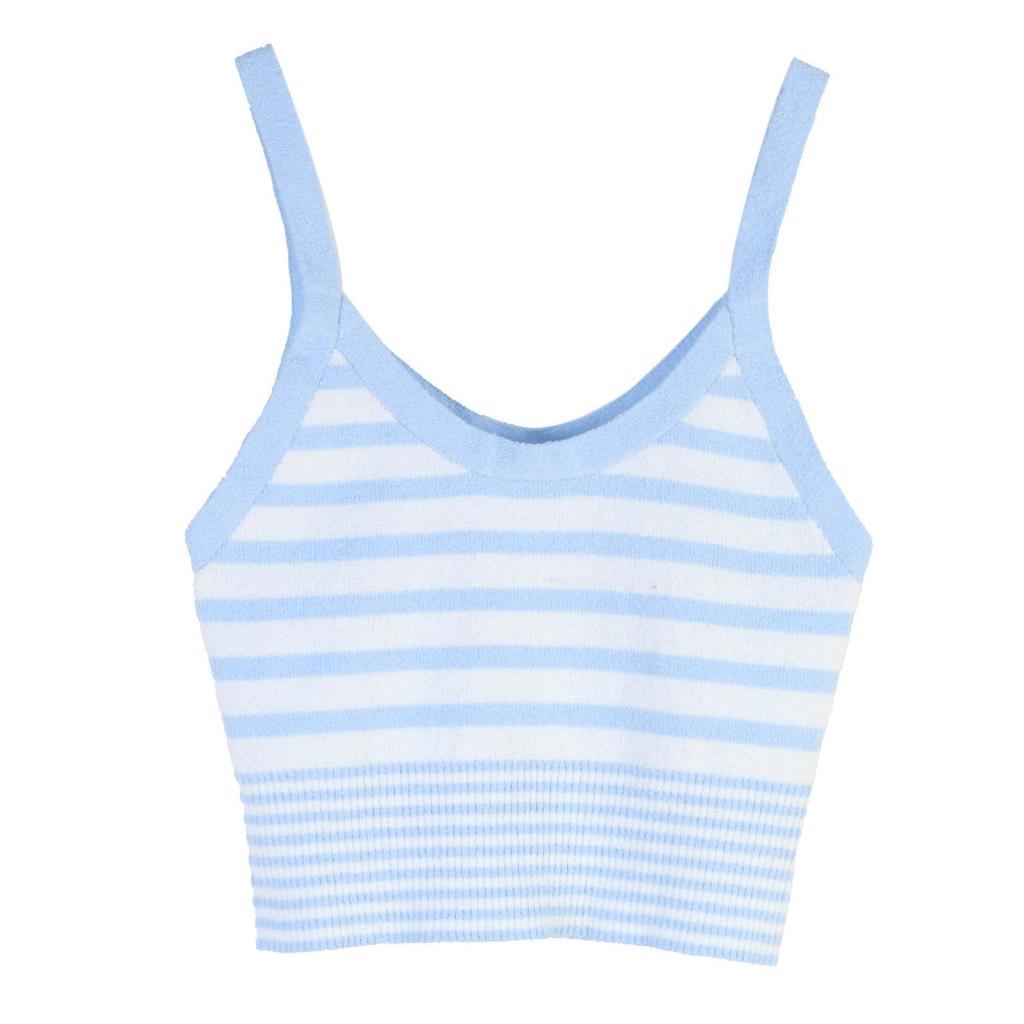 Women's Striped Color Block Slim Fit Knit Cardigan & Camisole Set - Spring/Autumn, Round Neck, Long Sleeve