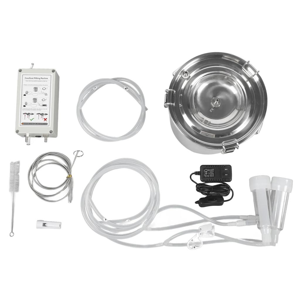 7L Goat Milking Machine Stainless Steel Portable Pulsation Electric Milker Machine Overflow Proof