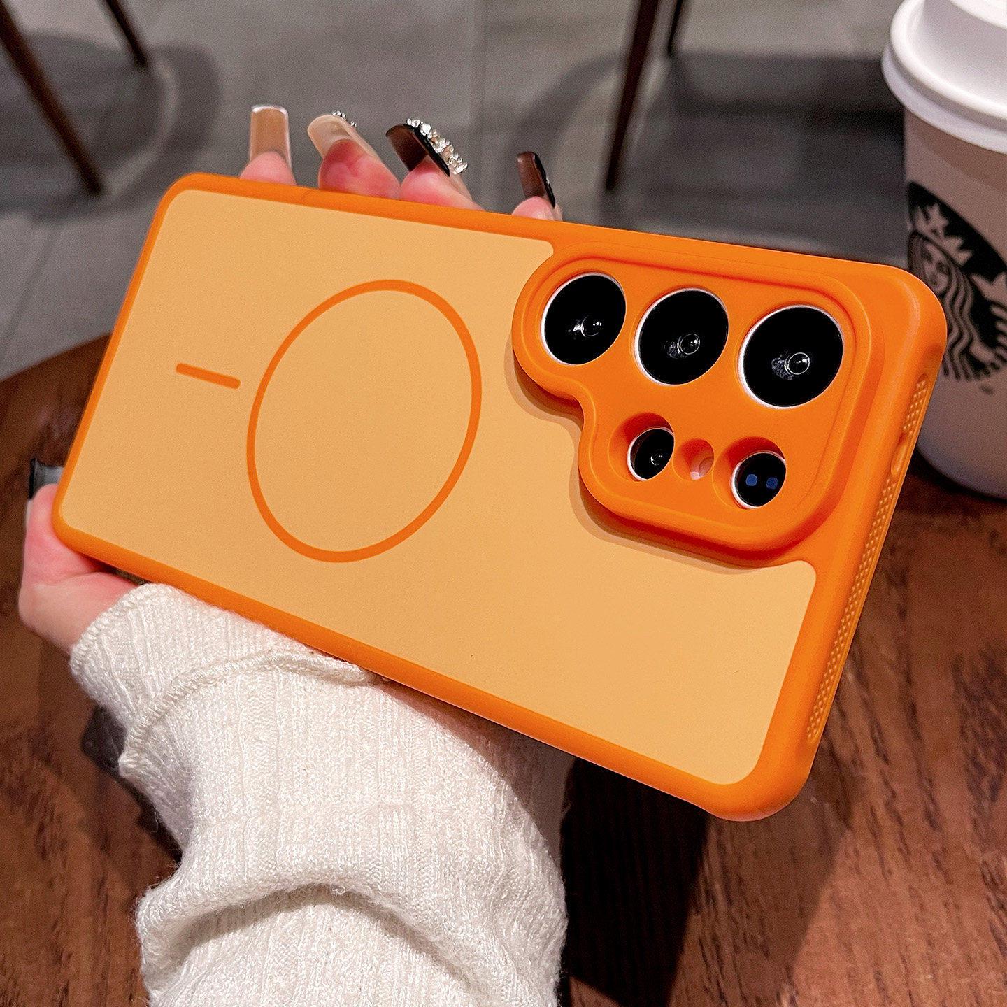 Samsung S26 Ultra Phone Case - New Magnetic Ring, High-End Fashionable Design, Ultra-Thin, Drop-Proof, Full Coverage. Samsung Galaxy S26+ звездный оранжевый