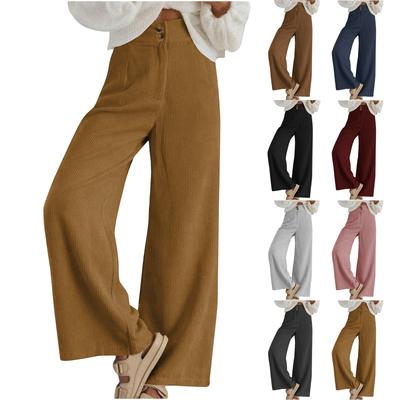 Women's Corduroy Pants Casual Women's Color Corduroy Loose Straight Pants