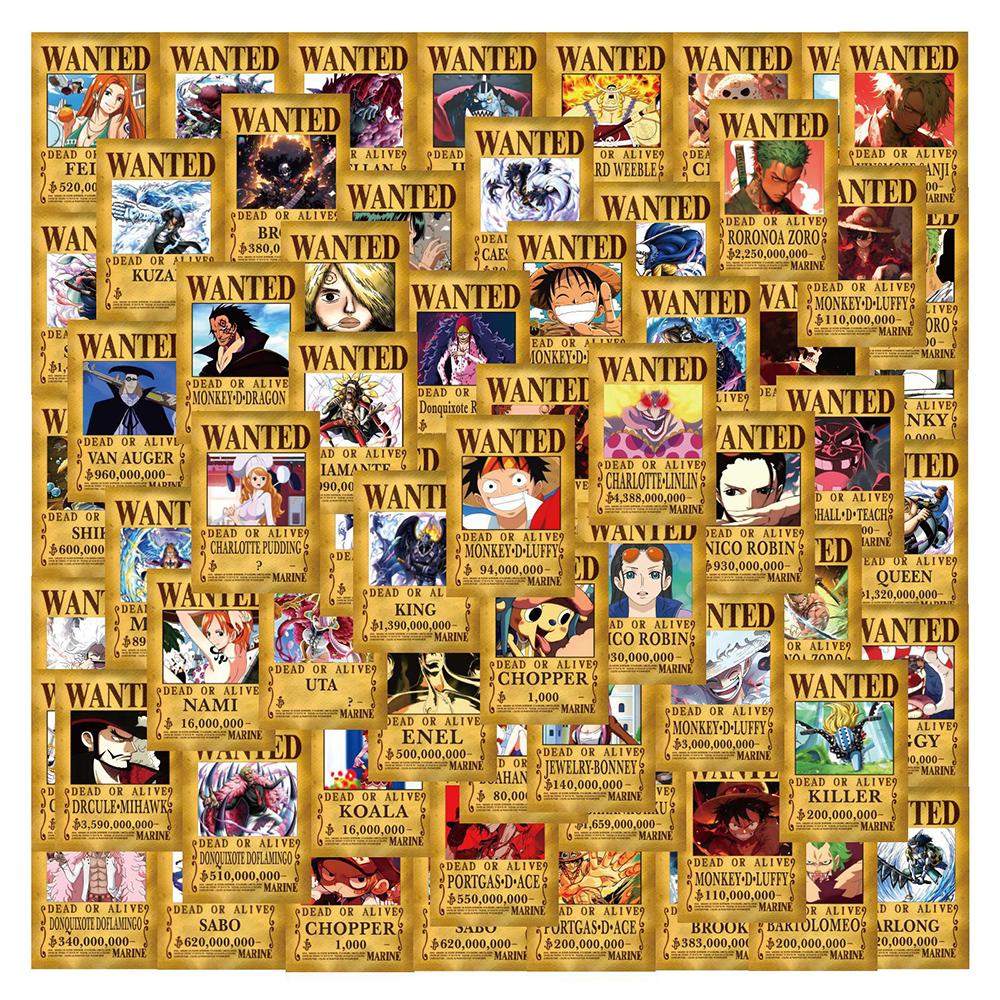 50/100pcs ONE PIECE Anime Stickers Cool Cartoon Decals Kid Toy DIY Stationery Suitcase Car Bike Waterproof Classic Manga Sticker