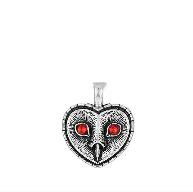 European  American Retro Men s Trendy Owl Head Pendant Necklace