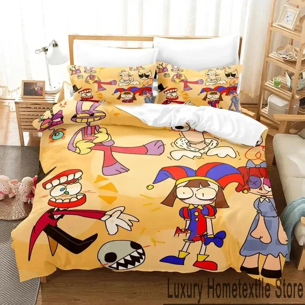 

Three-Dimensional Printed Design Cartoon Amazing Digital Circus Bed Cover Kit Boys Girls Twin Size Queen Size King Dimension Size Bed Cover Pillowcase EU Single 135x200cm