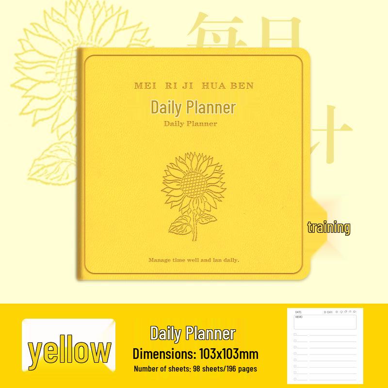 Square Leather Mini Pocket Planner: Portable Daily Notebook for Time Management