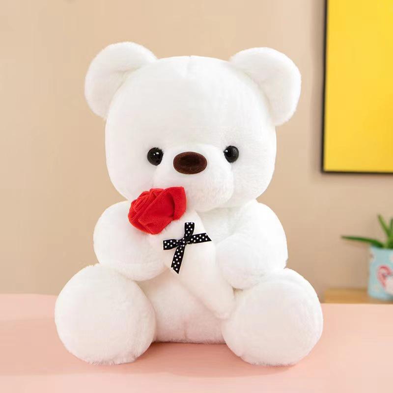 Cute Rose Bear Plush - Huggable Valentine's Day Gift for Girls, Perfect as Birthday or Confession Surprise