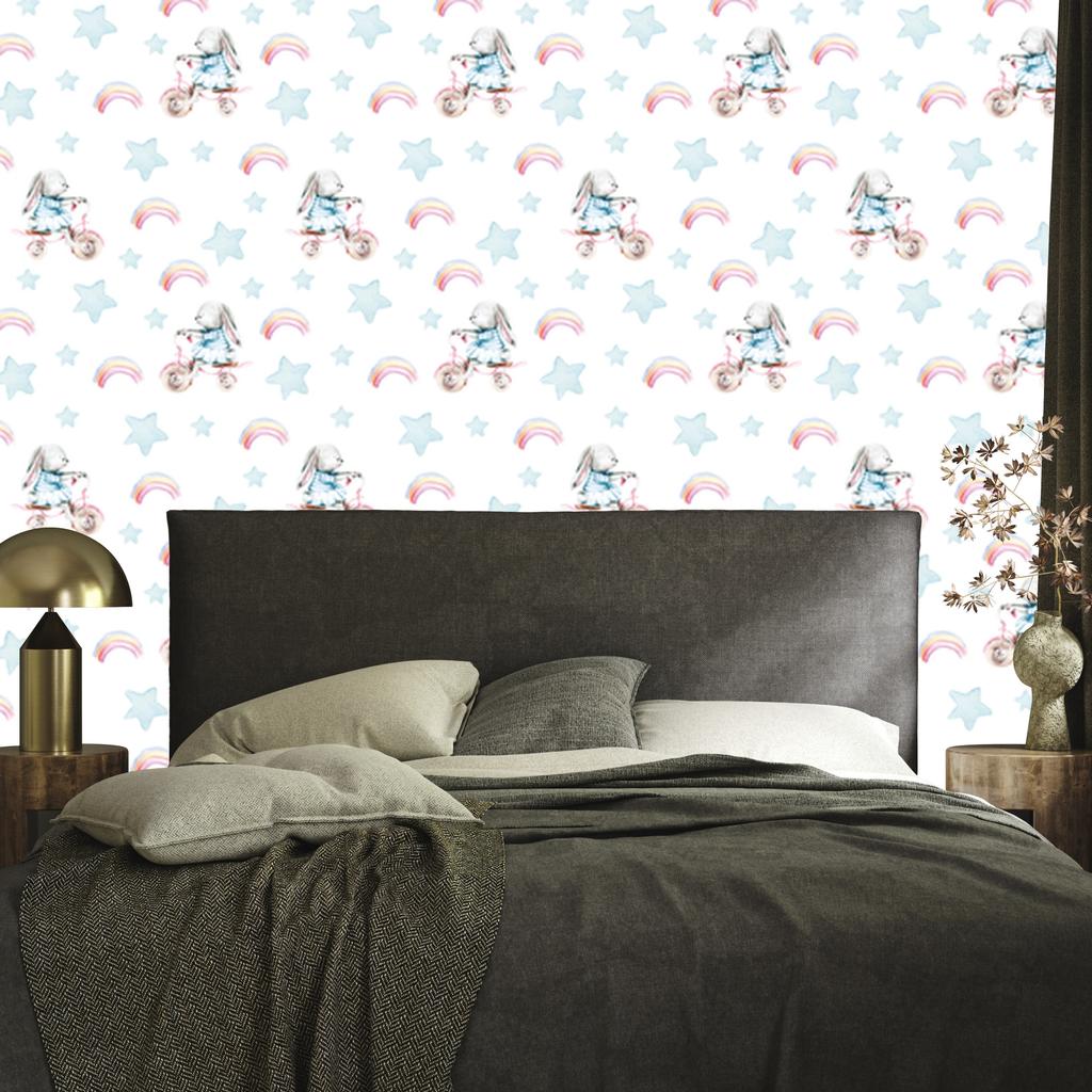 Stars and rabbits wallpaper for living room and bedroom 50x1000