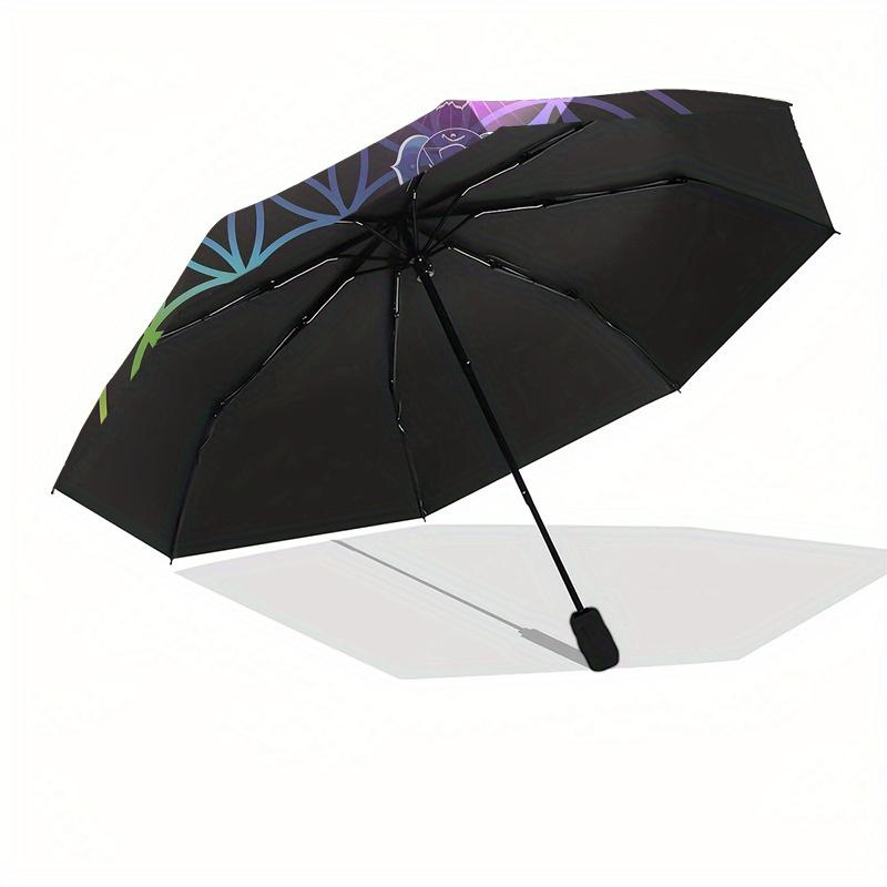 Chakra, Flower of Life themed Eight rib Automatic Folding Umbrella Is Suitable for Both Men and Women, Making It A Perfect Christmas and Val