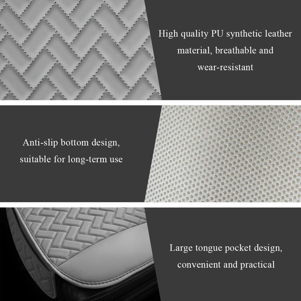 Car Bottom Seat Cover, Anti Slip Leather Auto Front Seat Cushion Cover with Storage Pocket, Comfortable Car Bottom Seat Pad Protector for Cars, SUV,