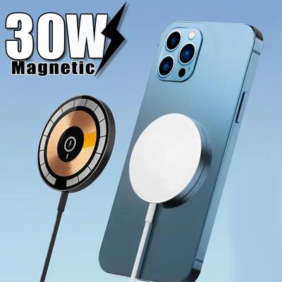 30W Manyetik Kablosuz Şarj Cihazı Macsafe için Hızlı Şarj Pedi iPhone 15 14 13 12 Pro Max Mini İndüksiyonlu Kablosuz Şarj Cihazları İstasyonu
