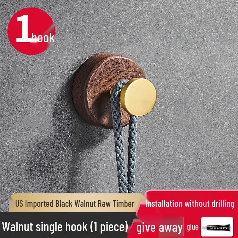 Wall-Mounted Solid Wood Coat Rack with Hooks - No Drilling Required
