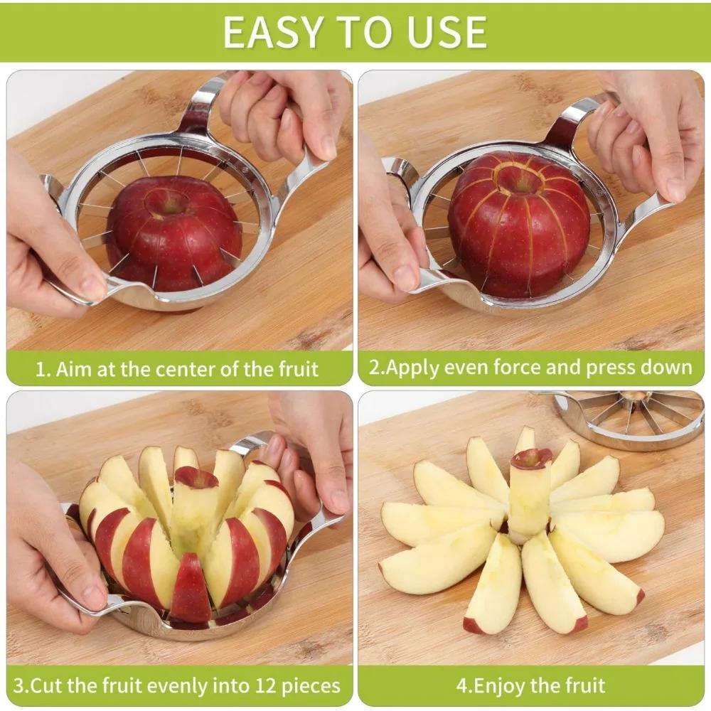 12-Blade Extra Large Apple Cutter Slicer,Stainless Steel Ultra-Sharp Fruit Corer Slicer Tools Kitchen Accessories