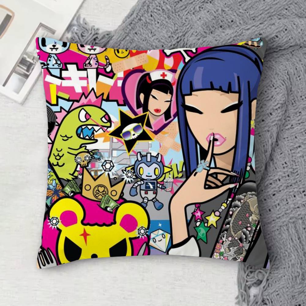 Fashion T-Tokidokis Double-Sided Printed Square Decorative Cushion Cover For Sofa Living Room Home Decor